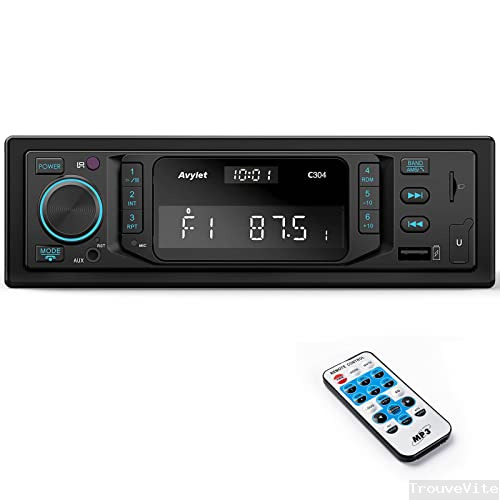 RDS Autoradios Bluetooth, Lifelf Radio Voiture Récepteur avec Lecteur MP3  WMA FM Télécommande, Deux USB Port, Soutien iOS, Android(Non Lecteur CD)
