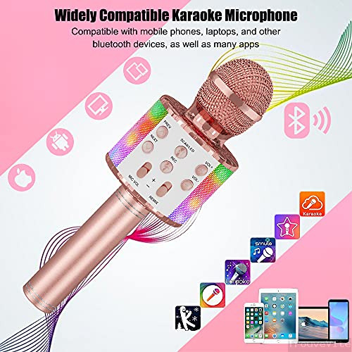FISHOAKY Microphone Karaoké Bluetooth 4 en 1 Micro Enfant pour Chanter  Fille
